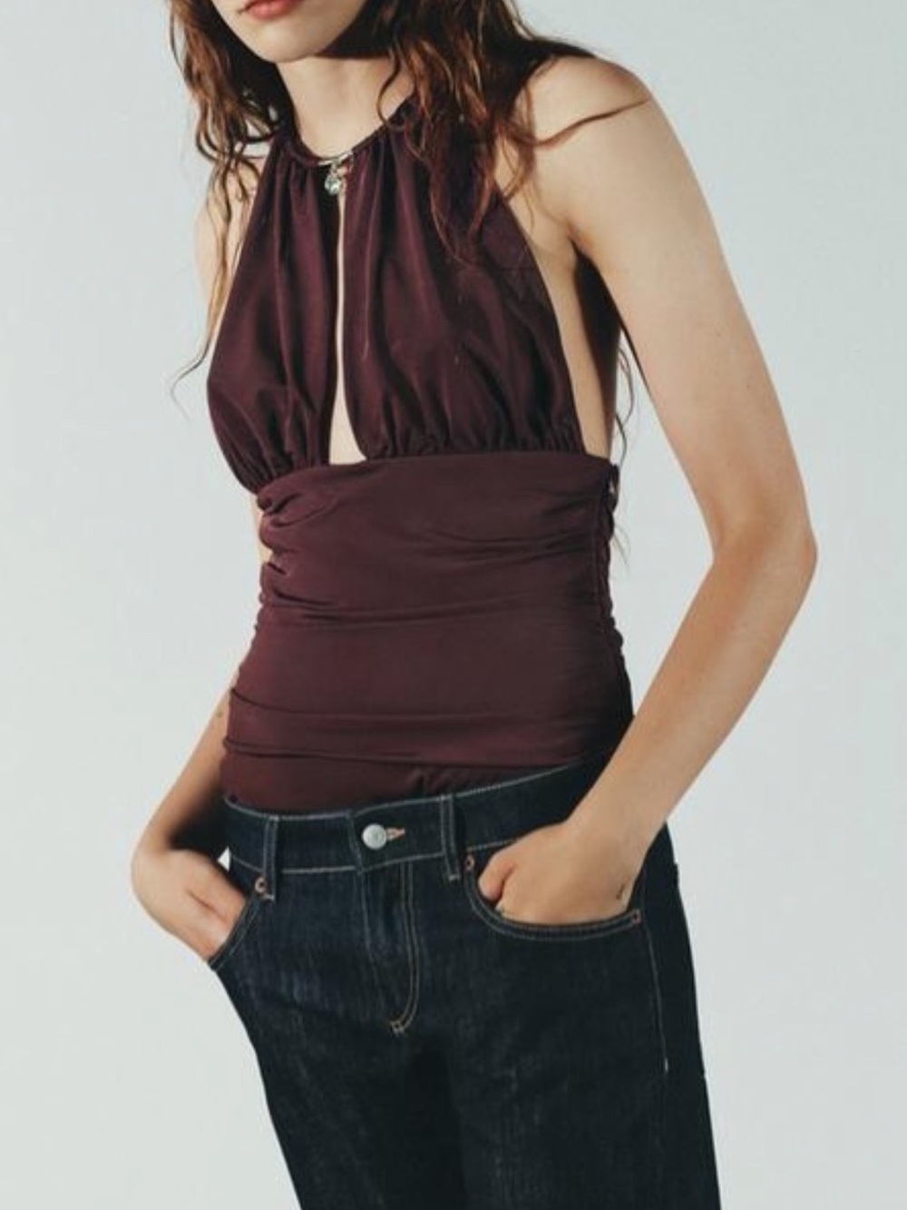 Zara Plum Halter Keyhole Camisole